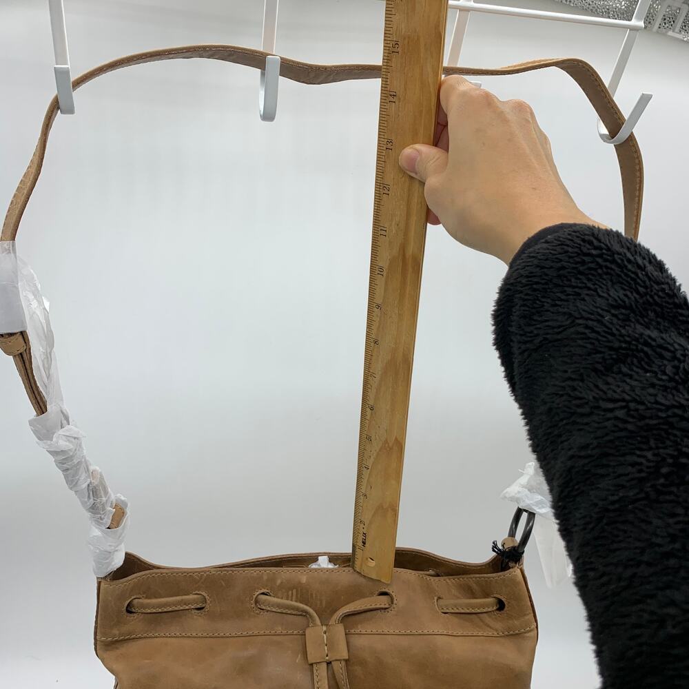 Frye Leather Handbags Melissa Drawstring Hobo Bag Brown Beige Color Purse (NWT) - Picture 15 of 16